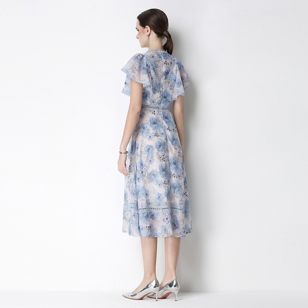 Pinched waist sweet temperament lady dress for women