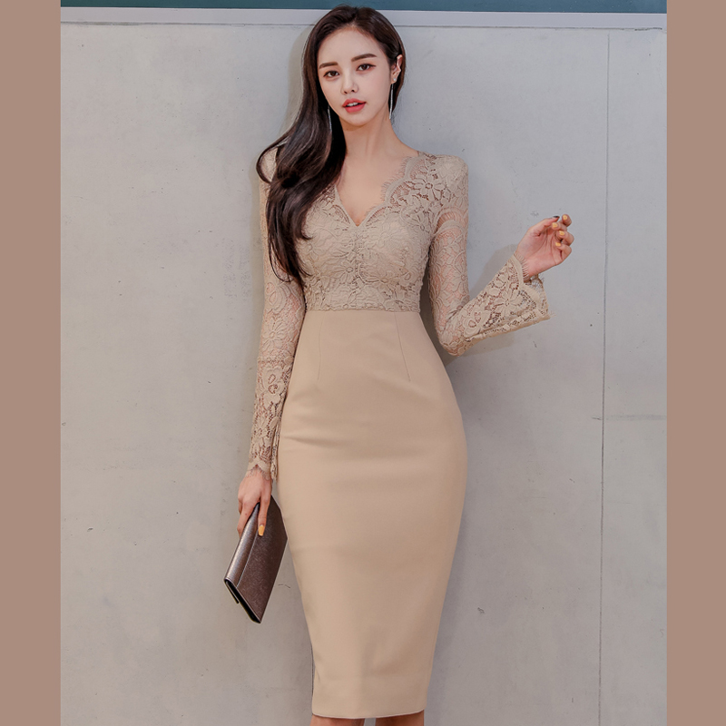 Temperament sexy dress slim fashion long package