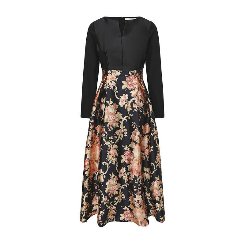 Spring retro formal dress long sleeve dress