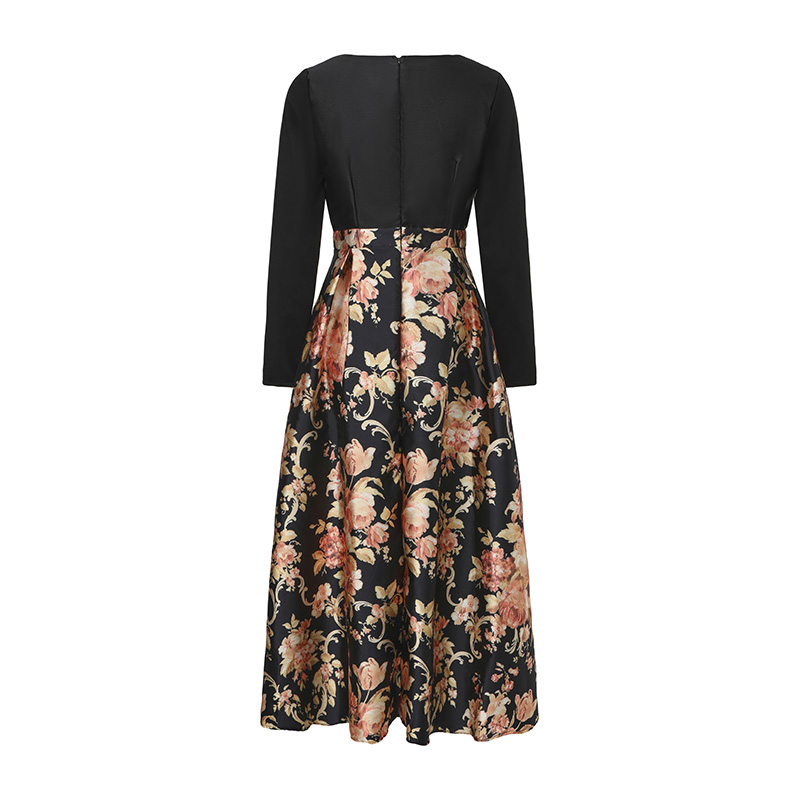 Spring retro formal dress long sleeve dress