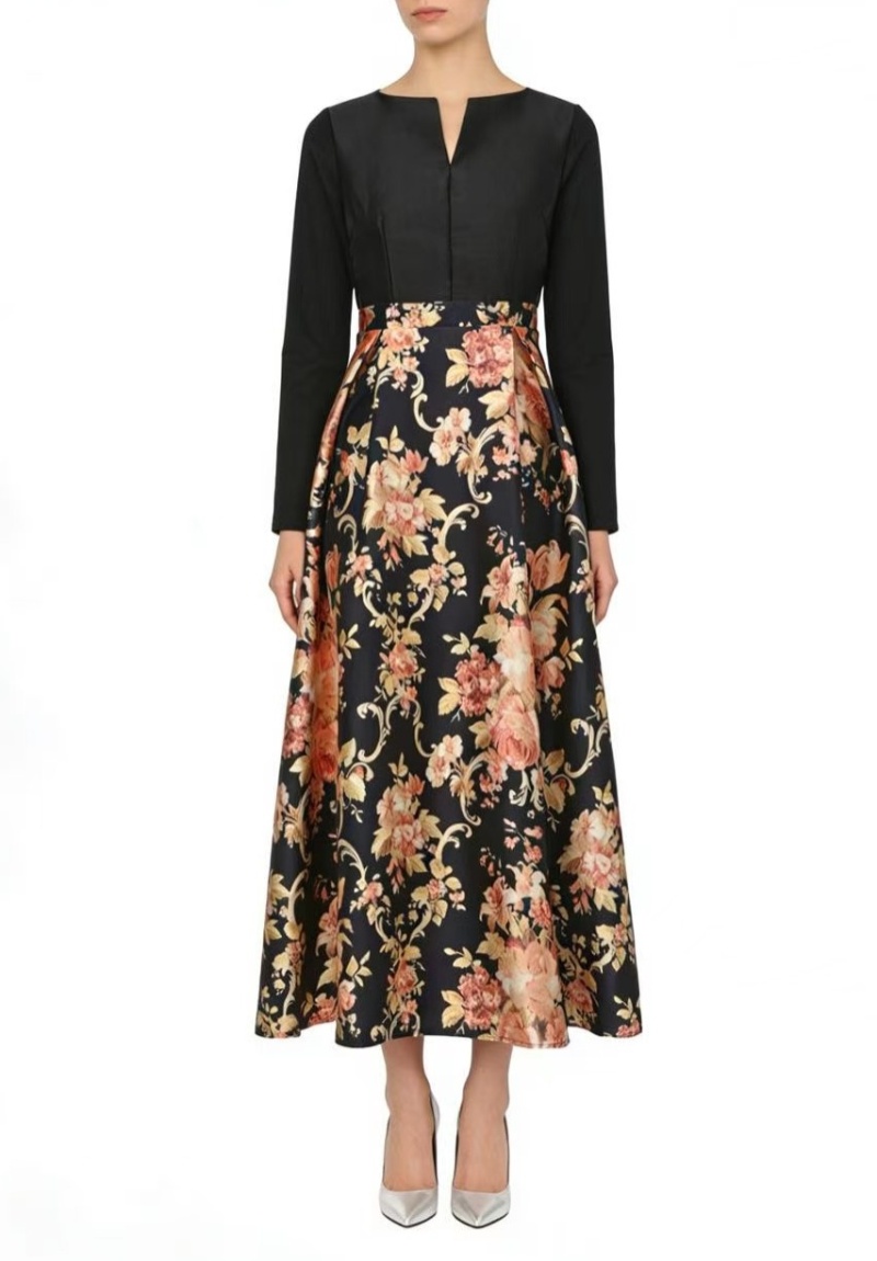 Spring retro formal dress long sleeve dress