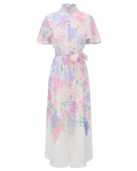 Colors spring and summer floral pinched waist dress