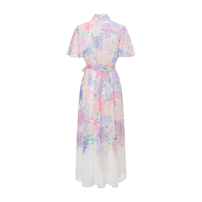 Colors spring and summer floral pinched waist dress