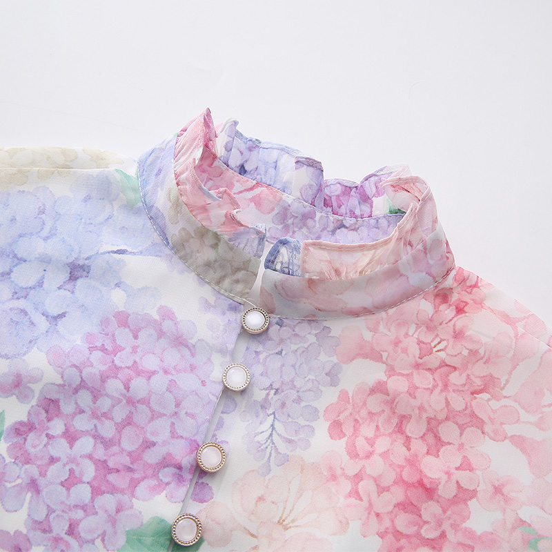 Colors spring and summer floral pinched waist dress