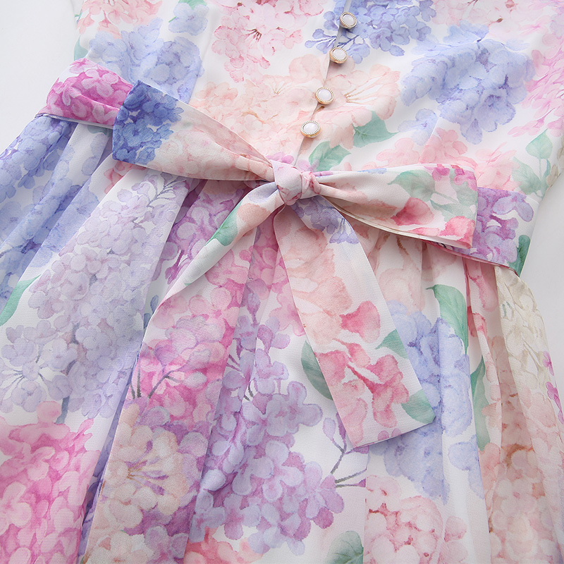 Colors spring and summer floral pinched waist dress