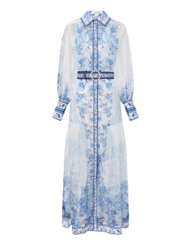 Spring court style dress single-breasted long corset