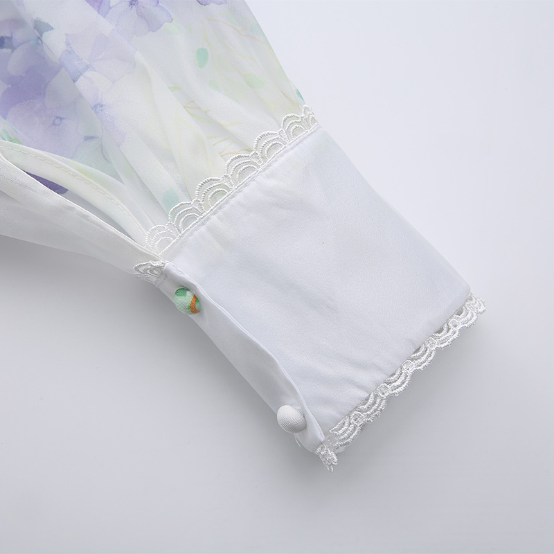 Lace flowers puff sleeve spring and summer dress