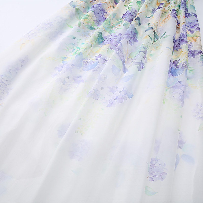 Lace flowers puff sleeve spring and summer dress