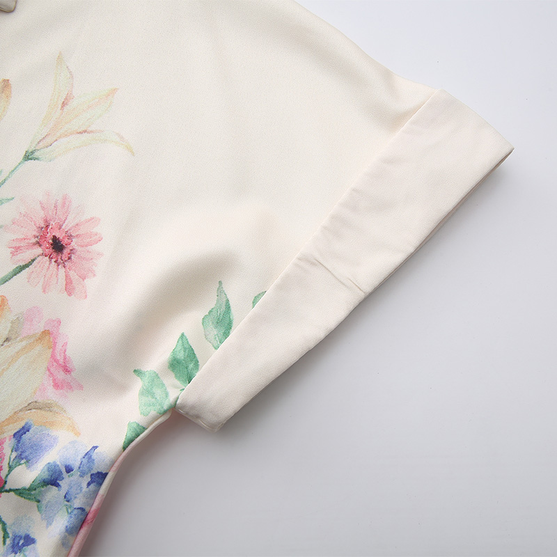 Painting vacation V-neck spring and summer flowers long dress