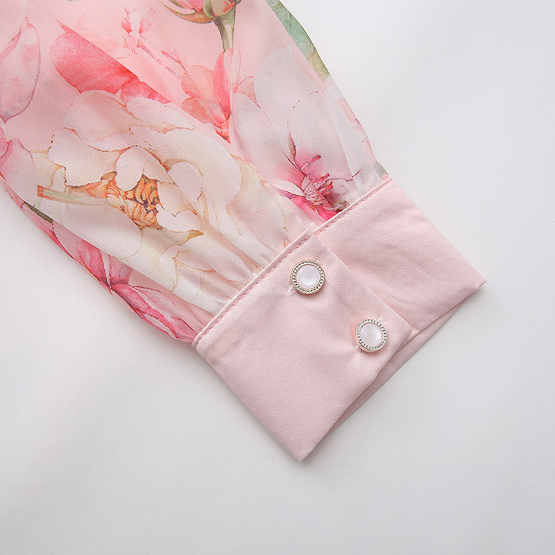 Spring long fruit collar printing long sleeve retro canvas dress