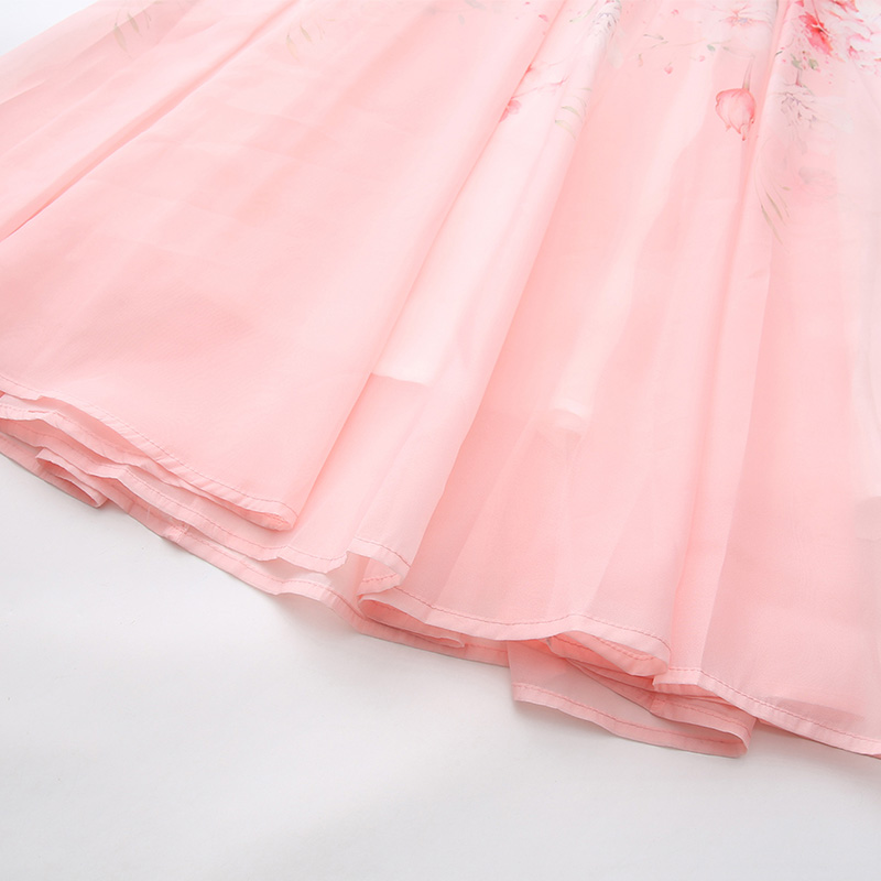 Spring long fruit collar printing long sleeve retro canvas dress