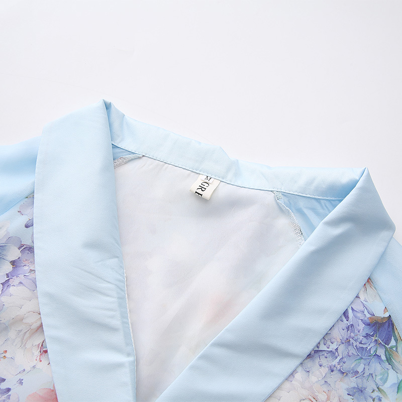 Spring printing retro canvas long sleeve long dress