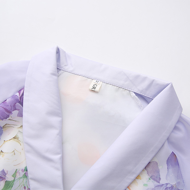 Fruit collar long retro canvas printing spring retro dress