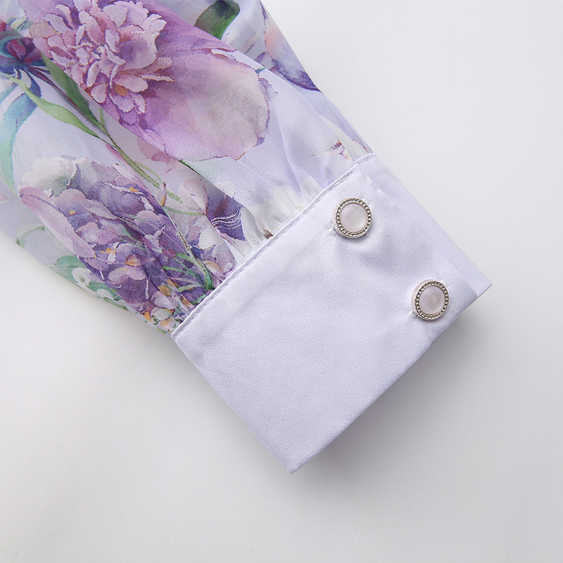 Fruit collar long retro canvas printing spring retro dress