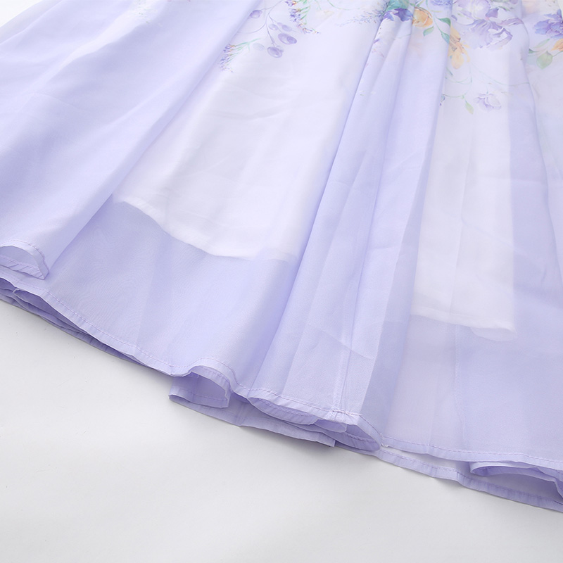 Fruit collar long retro canvas printing spring retro dress