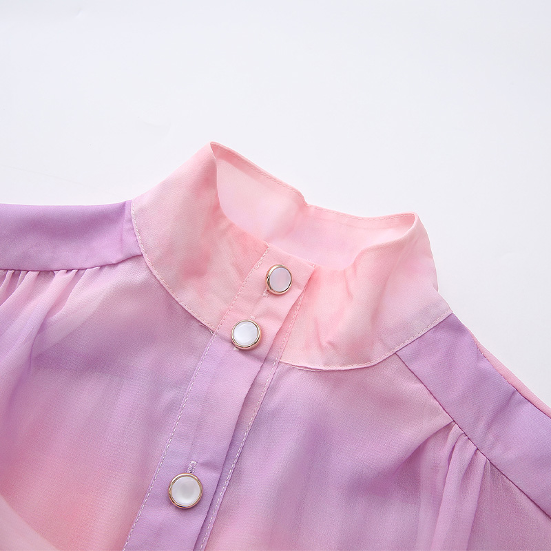 Cstand collar retro lantern sleeve dress