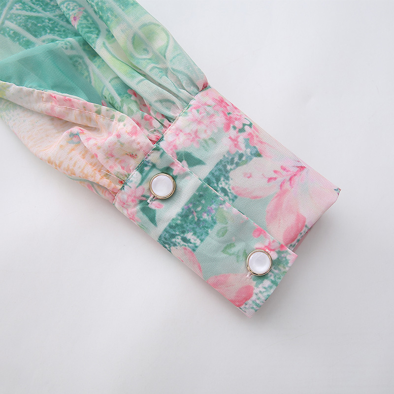 Cstand collar retro lantern sleeve dress