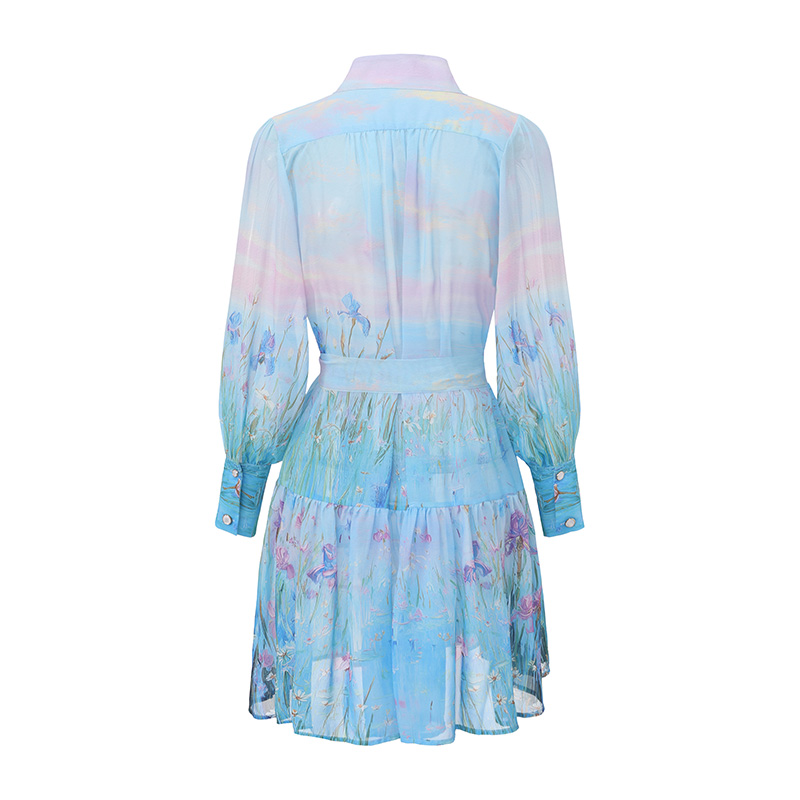 Painting spring and summer lantern sleeve dress