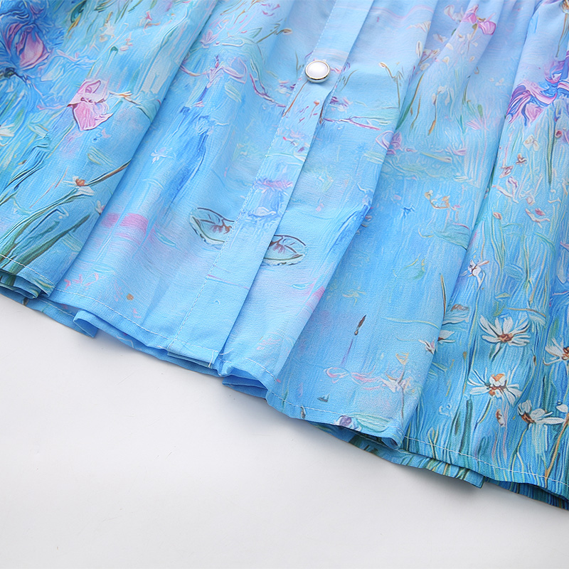 Painting spring and summer lantern sleeve dress