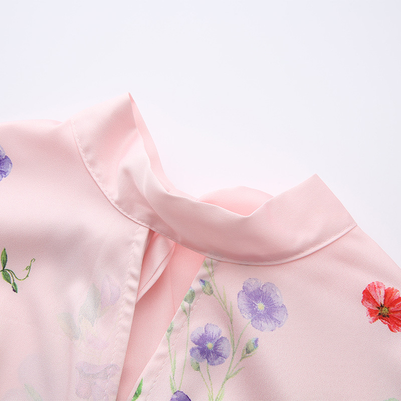 Cstand collar retro printing spring and summer dress