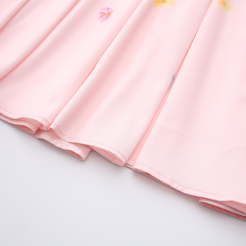 Cstand collar retro printing spring and summer dress