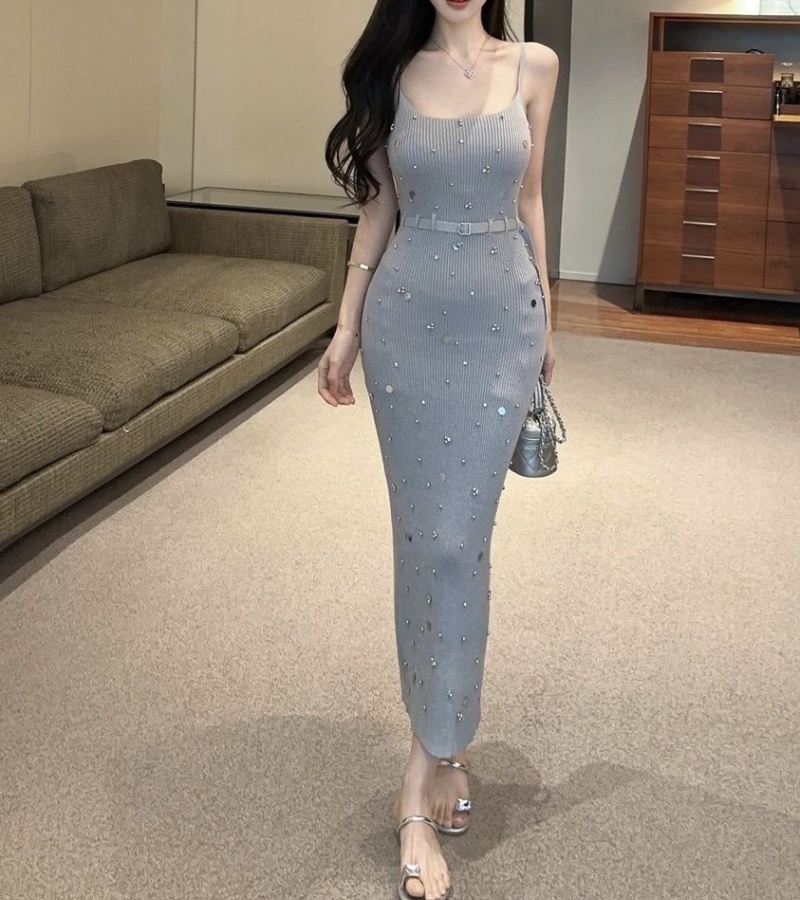 Split enticement slim long dress spicegirl sling dress