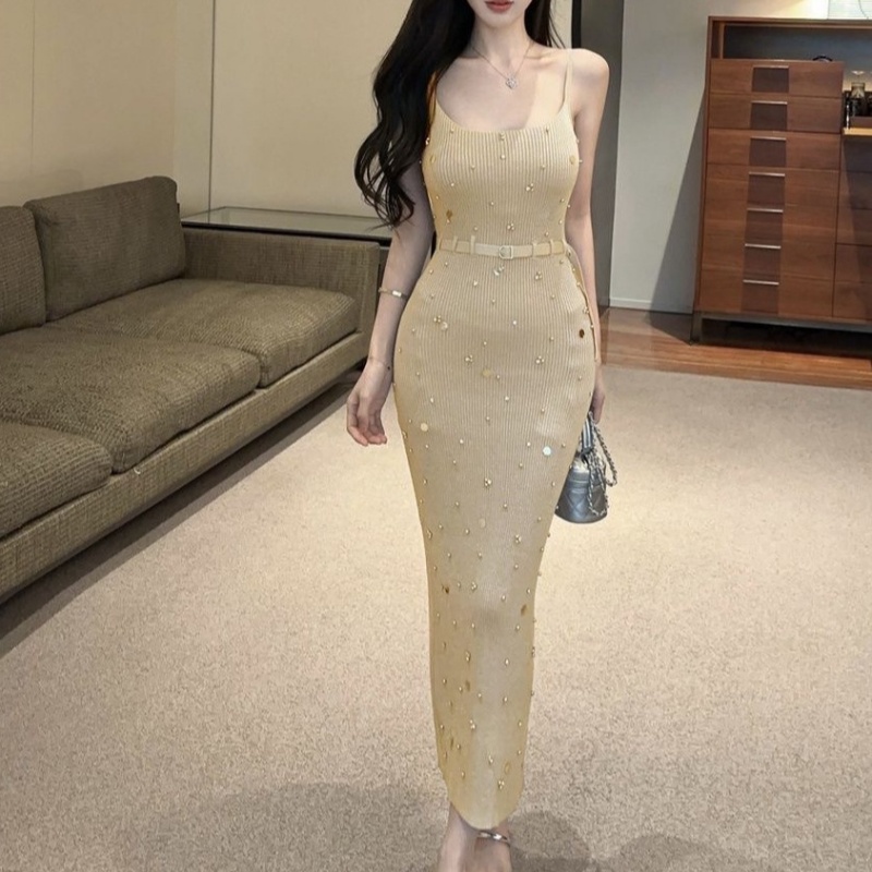 Split enticement slim long dress spicegirl sling dress