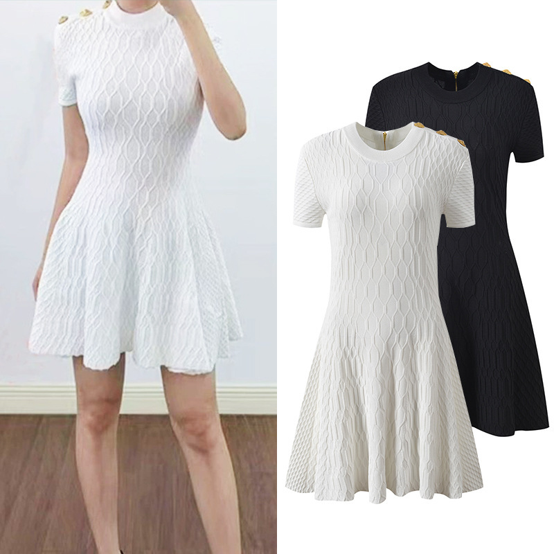 Temperament A-line T-back chanelstyle pinched waist dress