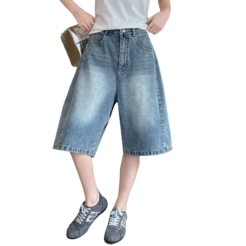 Retro Casual denim five pants summer loose couples shorts