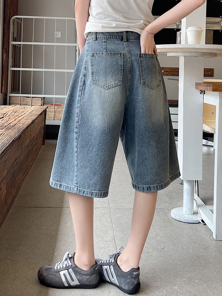 Retro Casual denim five pants summer loose couples shorts
