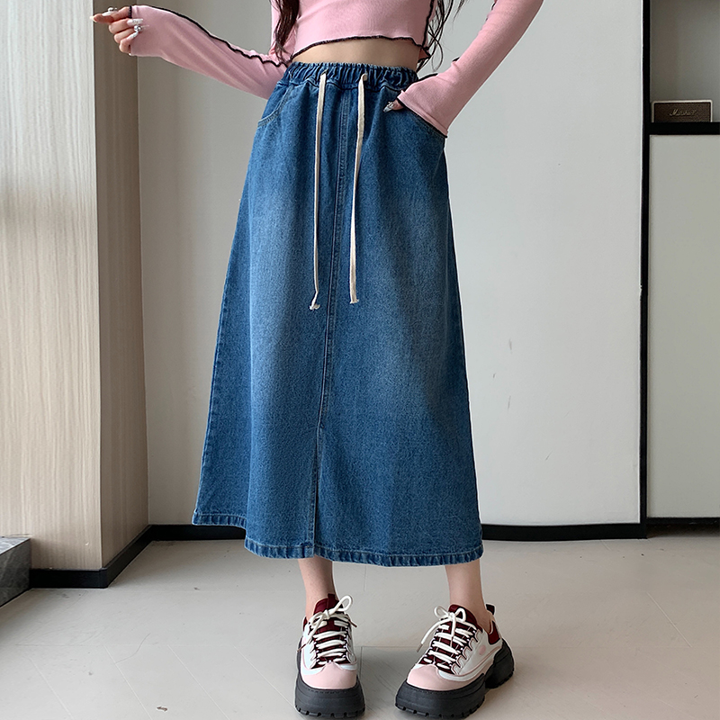 Loose long skirt college style denim short skirt for women