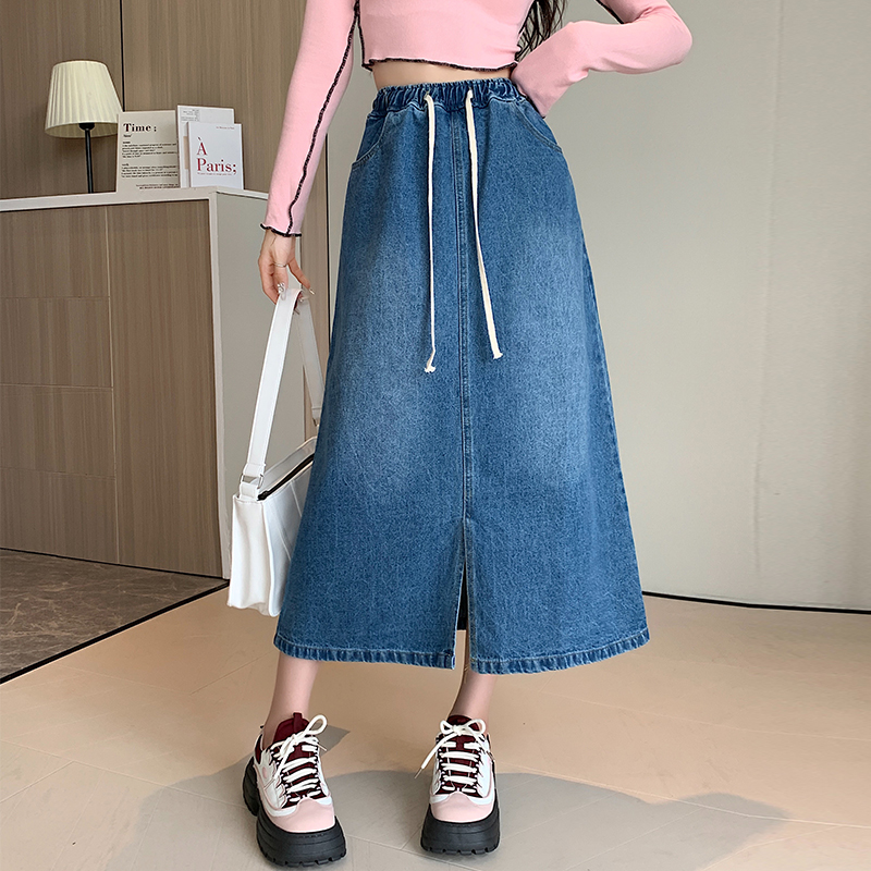 Loose long skirt college style denim short skirt for women