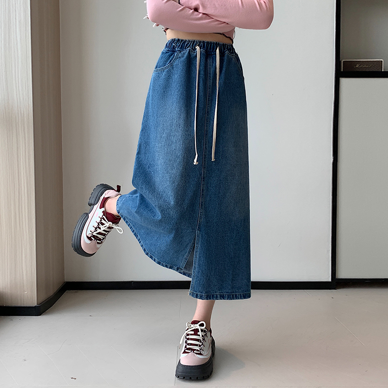 Loose long skirt college style denim short skirt for women