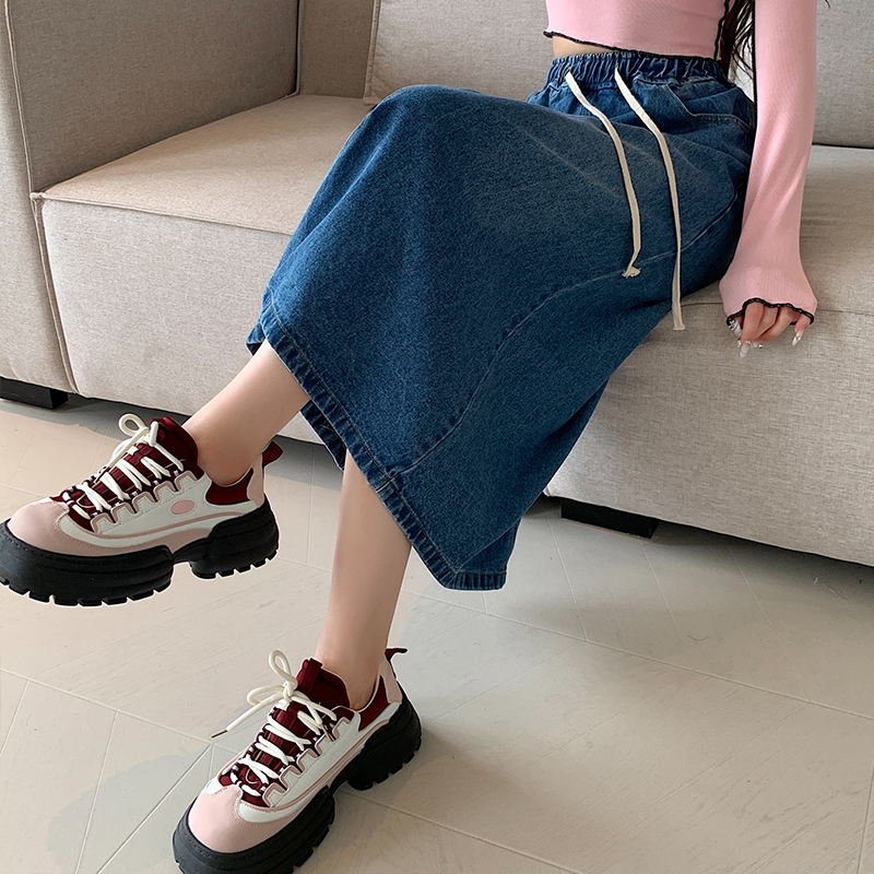 Loose long skirt college style denim short skirt for women