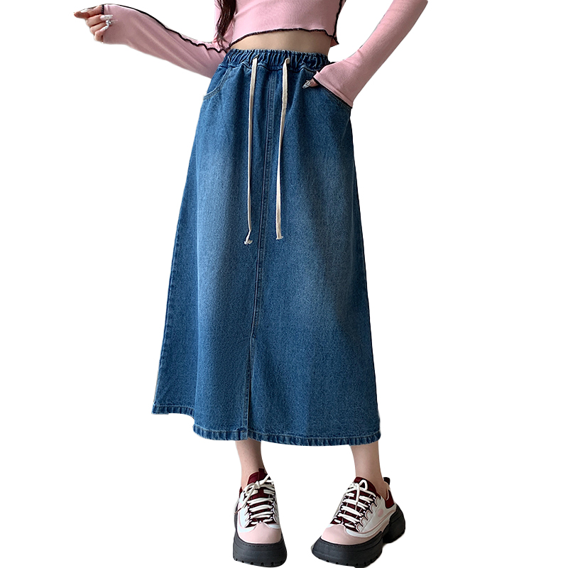 Loose long skirt college style denim short skirt for women
