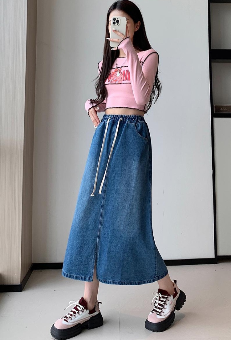 Loose long skirt college style denim short skirt for women