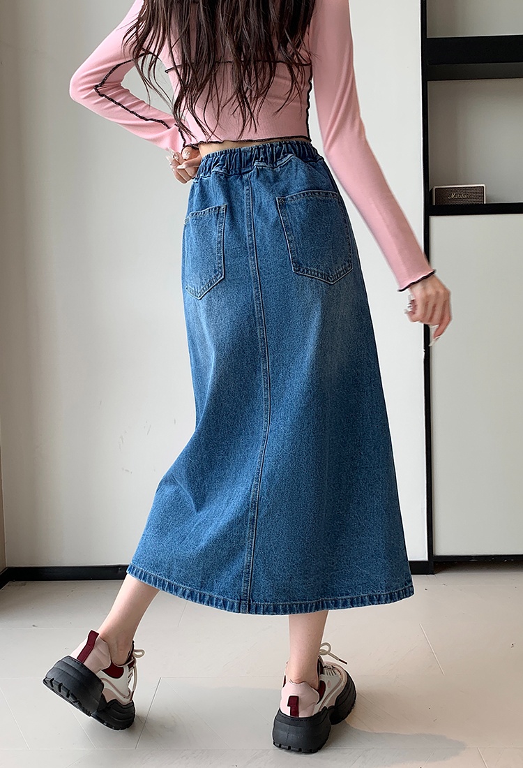 Loose long skirt college style denim short skirt for women