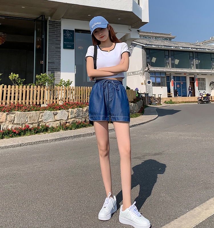 Ice silk large yard short jeans bud shorts for women