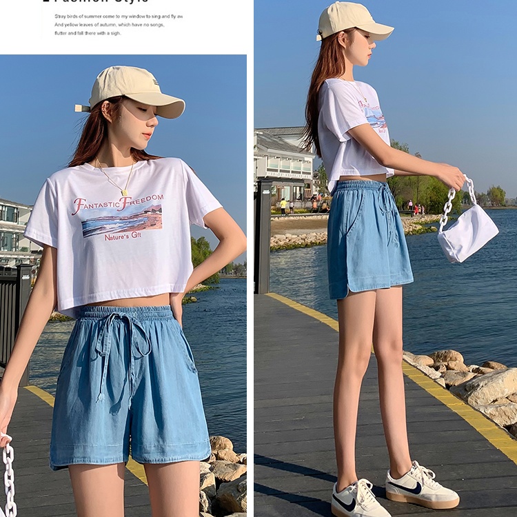 Ice silk large yard short jeans bud shorts for women