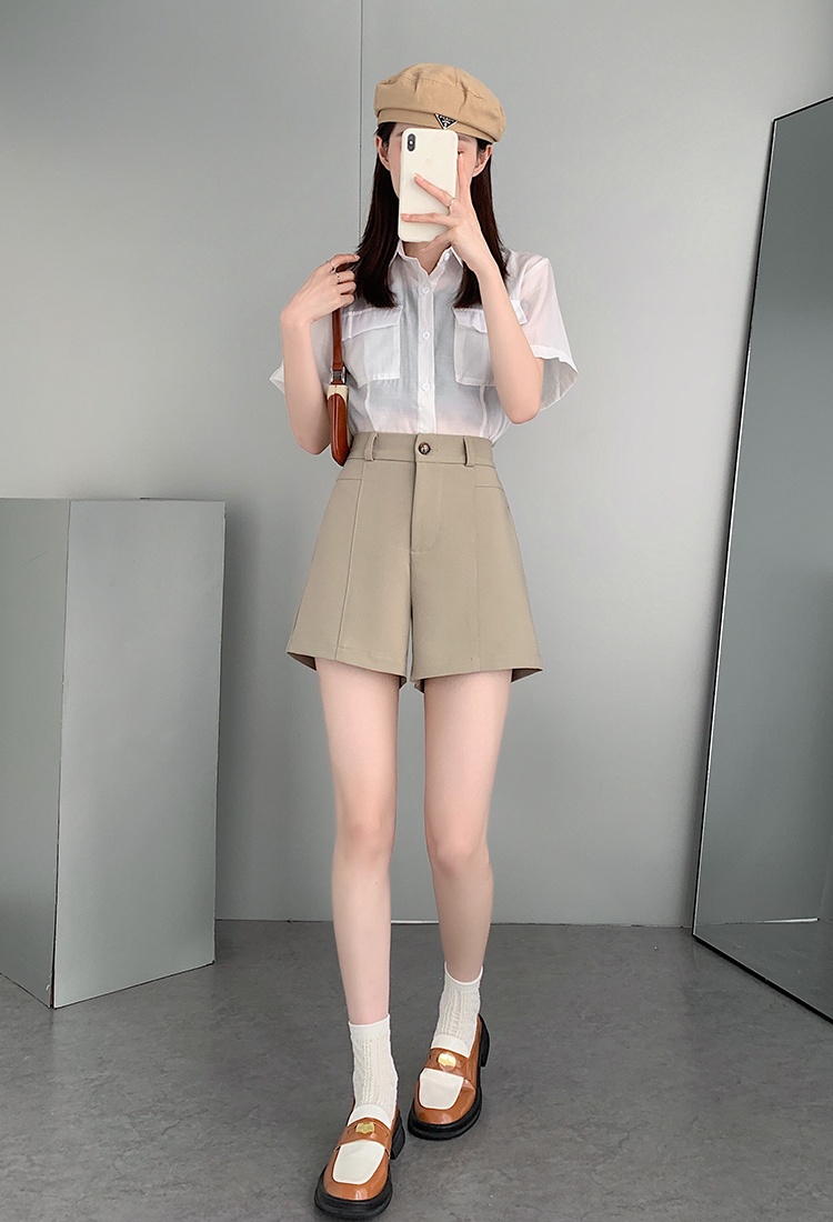 Summer gray business suit loose Casual shorts for women