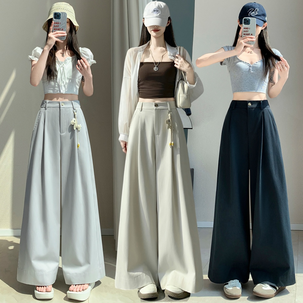 Casual wide leg pants cotton business suit for women