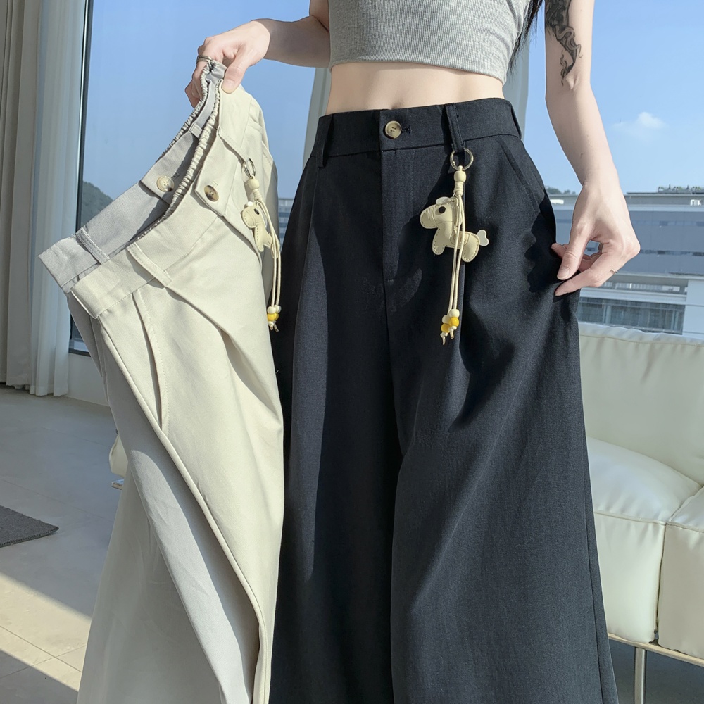 Casual wide leg pants cotton business suit for women