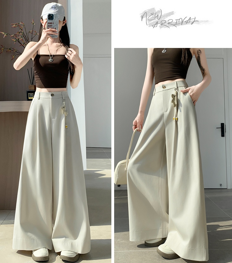 Casual wide leg pants cotton business suit for women