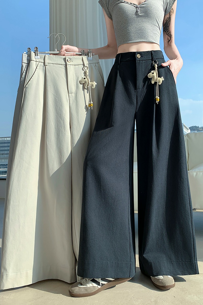 Casual wide leg pants cotton business suit for women