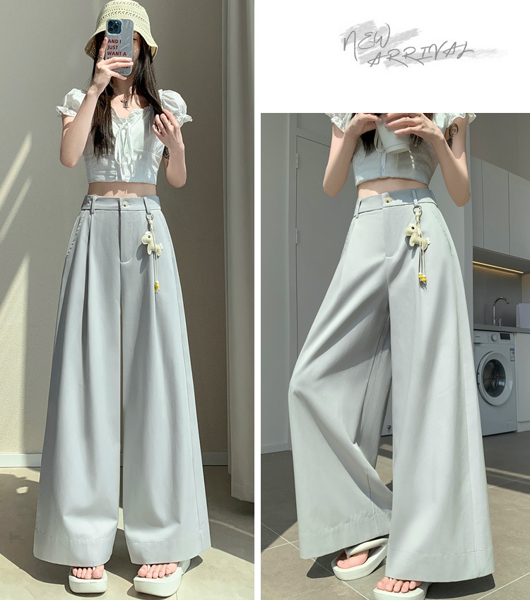 Casual wide leg pants cotton business suit for women
