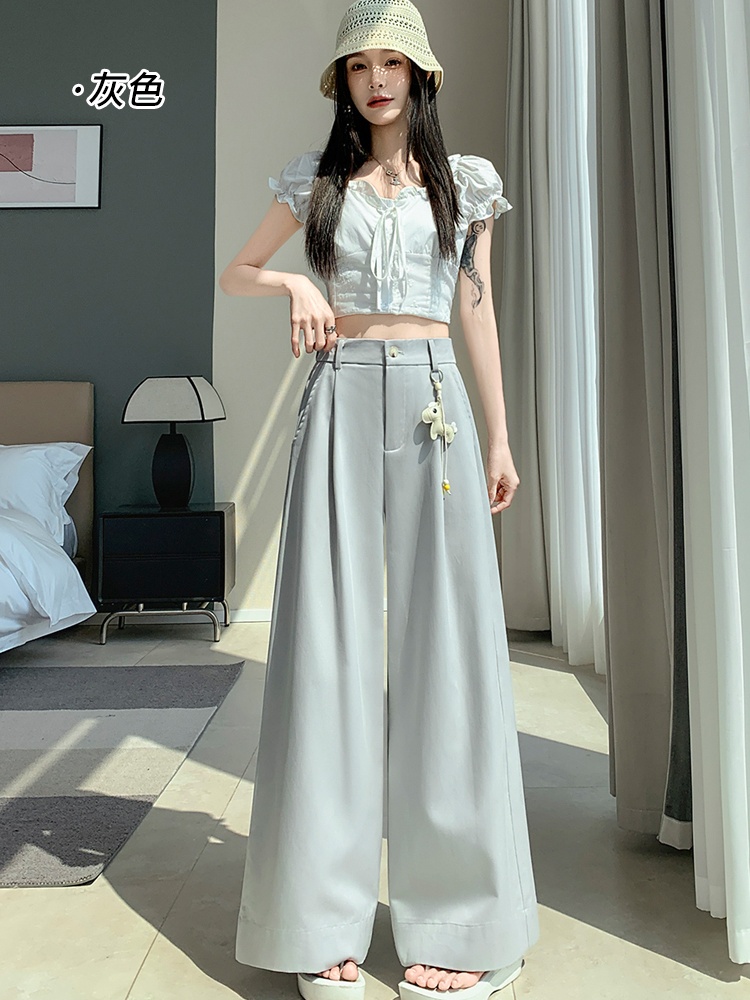 Casual wide leg pants cotton business suit for women