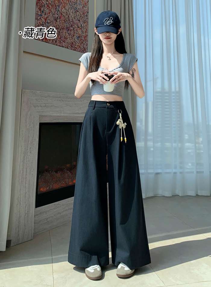 Casual wide leg pants cotton business suit for women
