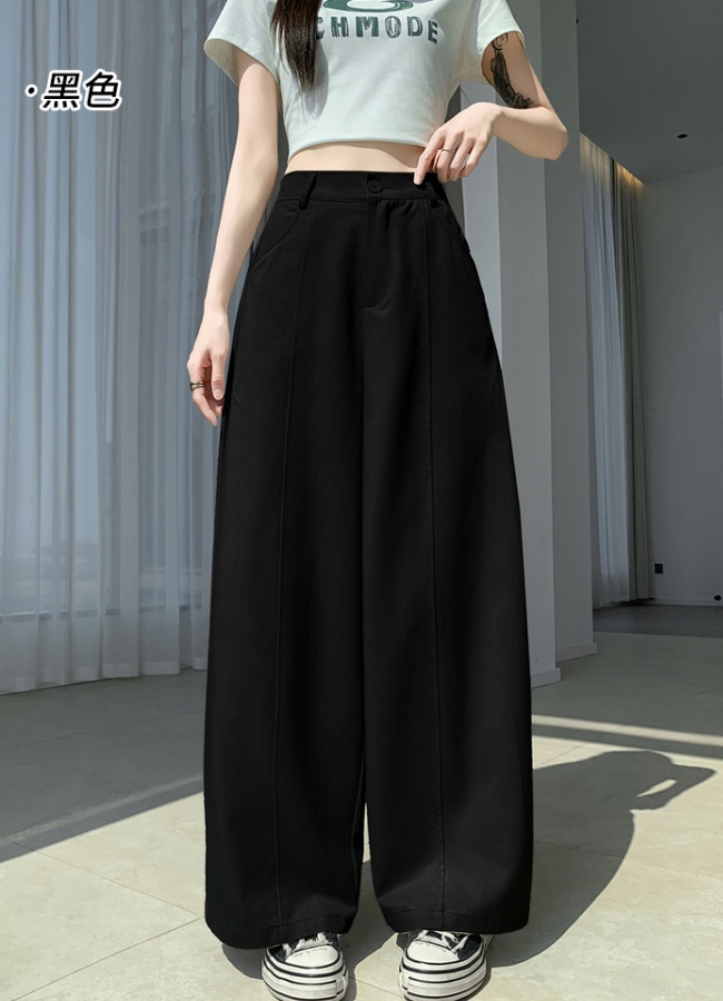 Cotton business suit high waist wide leg pants for women