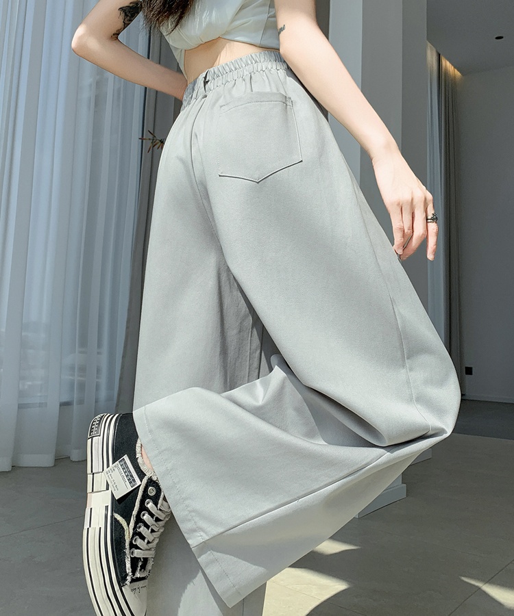 Cotton business suit high waist wide leg pants for women