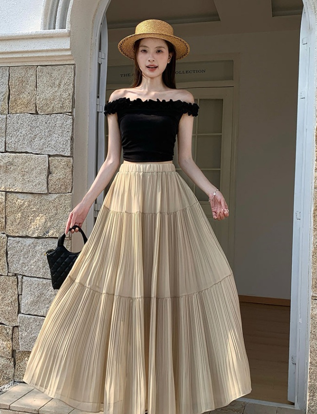 Big skirt A-line slim long skirt drape summer skirt